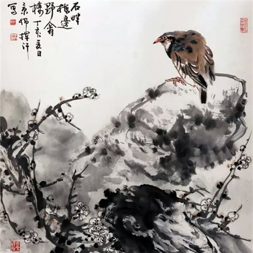 石畔梅边野禽栖